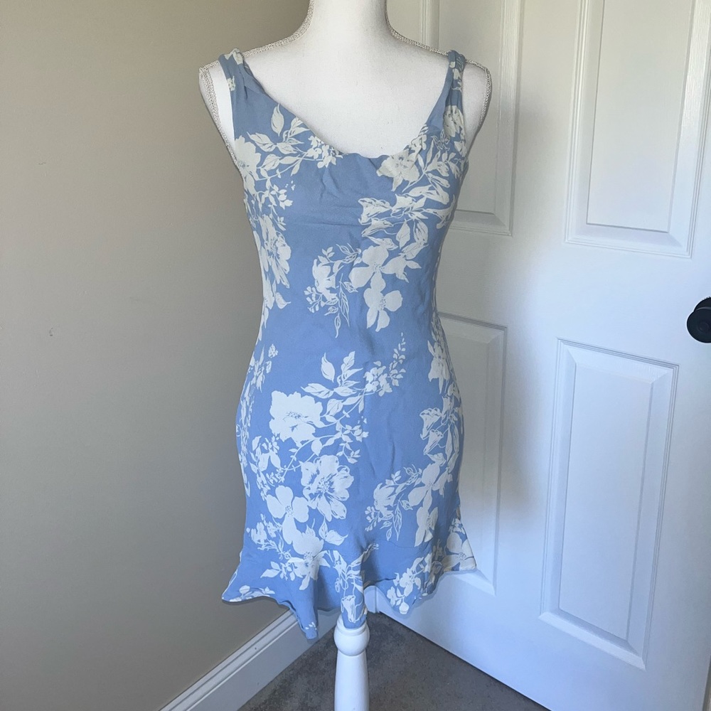Reformation Rudie Mini Dress Blue and White Floral